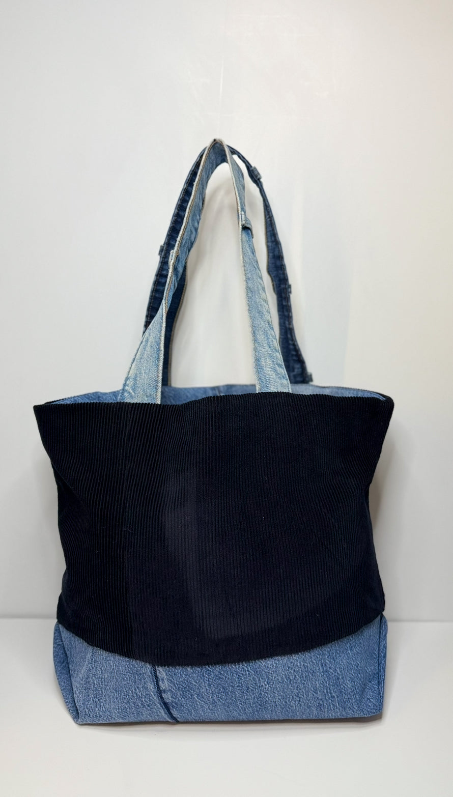 Alice Small Classic Tote Bag Corduroy Black & Blue