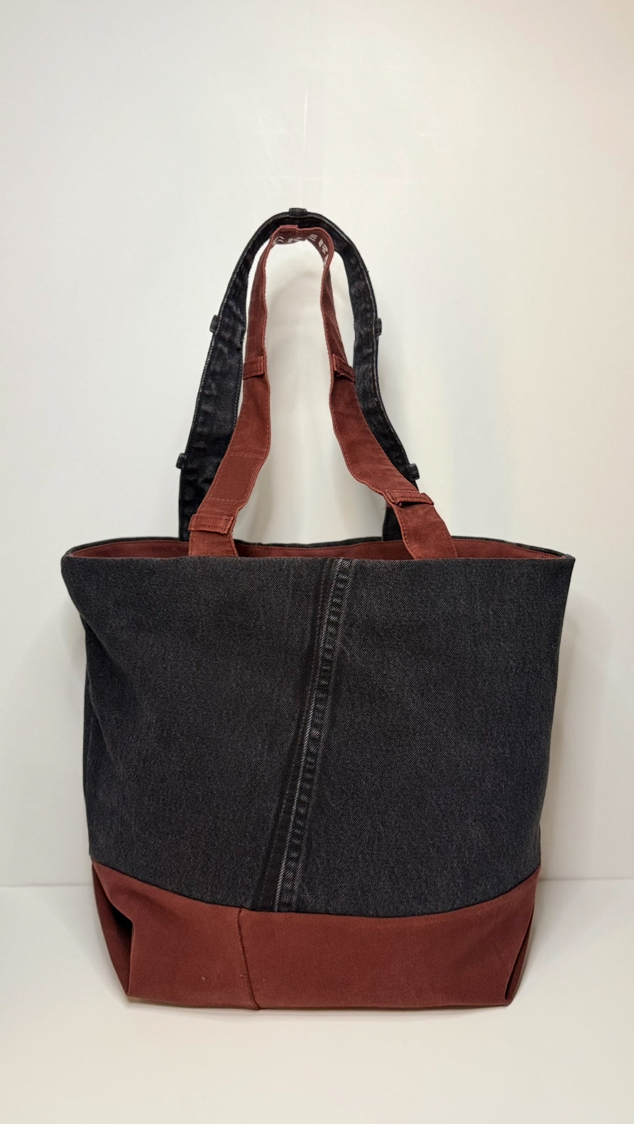Alice Small Classic Tote Bag Denim Black & Brick