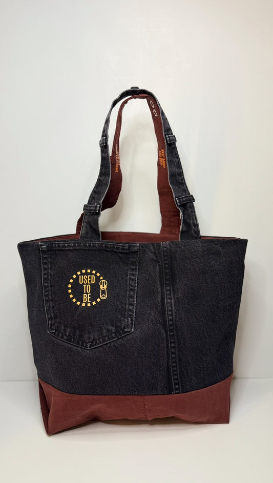Alice Small Classic Tote Bag Denim Black & Brick