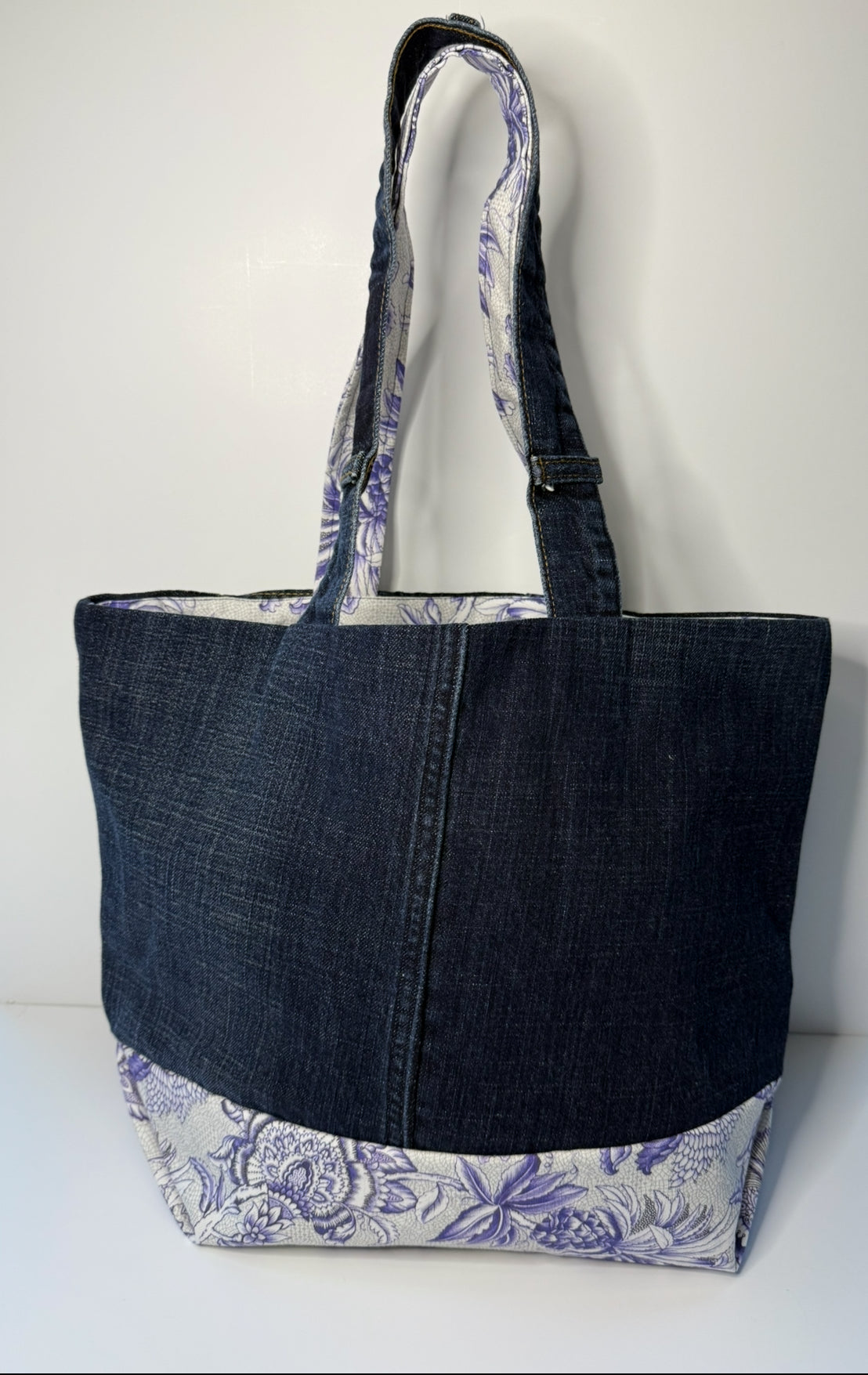 Alice Small Classic Tote Bag 100 % Cotton Navy Blue & Purple