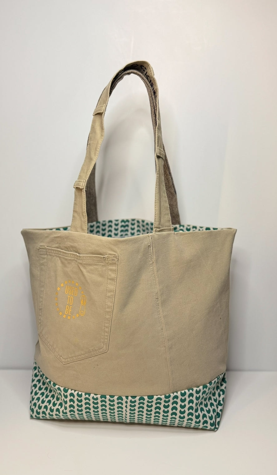 Alice Small Classic Tote Bag Chino Beige & Green