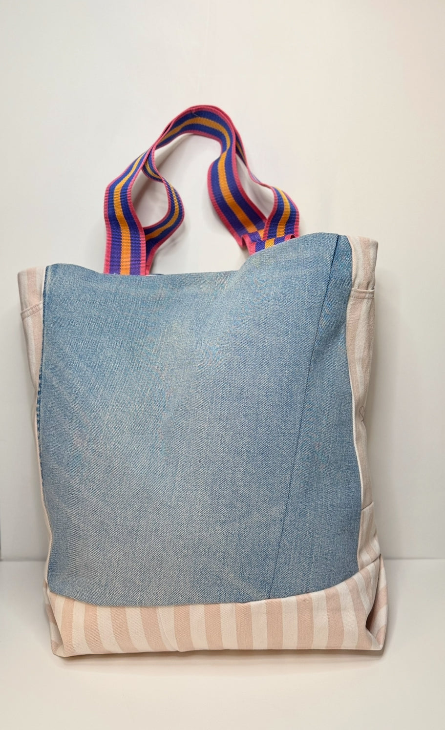Columbia Large Roomy Tote Bag Denim Blue & Pink
