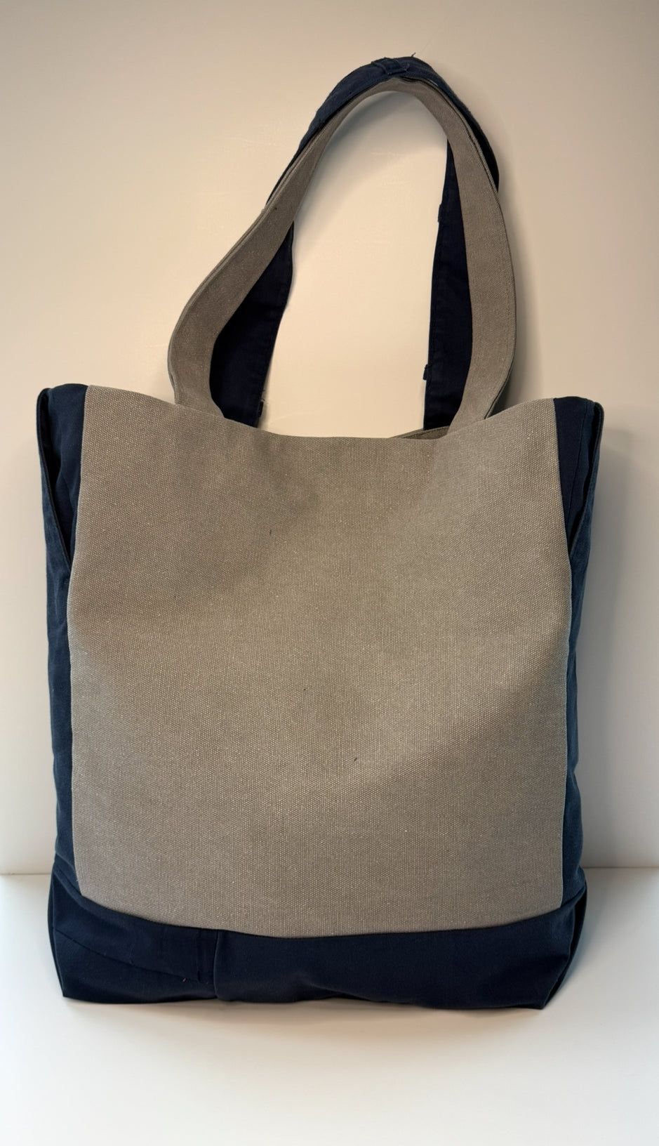 Columbia Large Roomy Tote Bag 100 % Cotton Grey & Navy Blue
