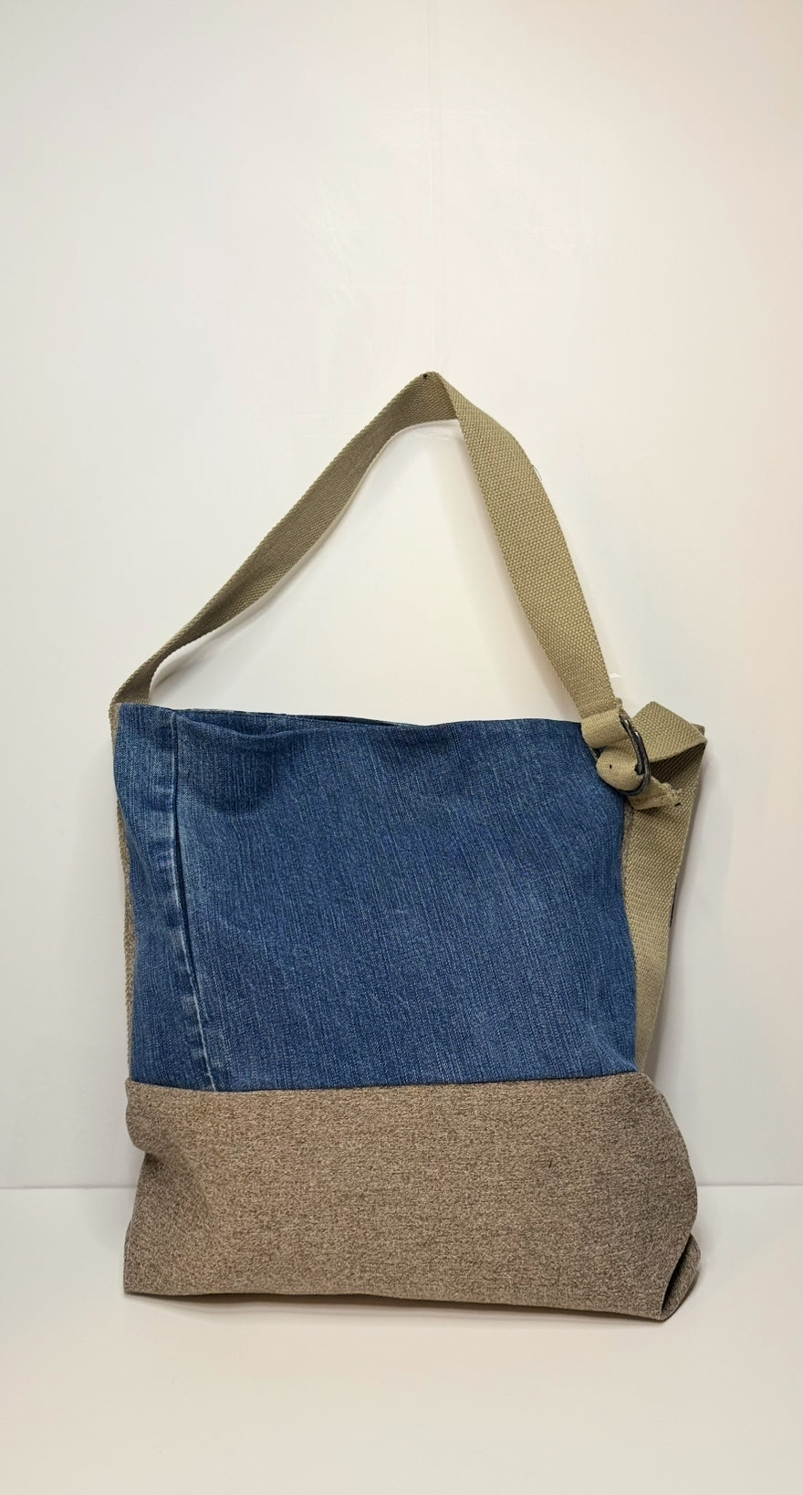 Victoria Medium Structured Tote Bag Denim Blue & Brown