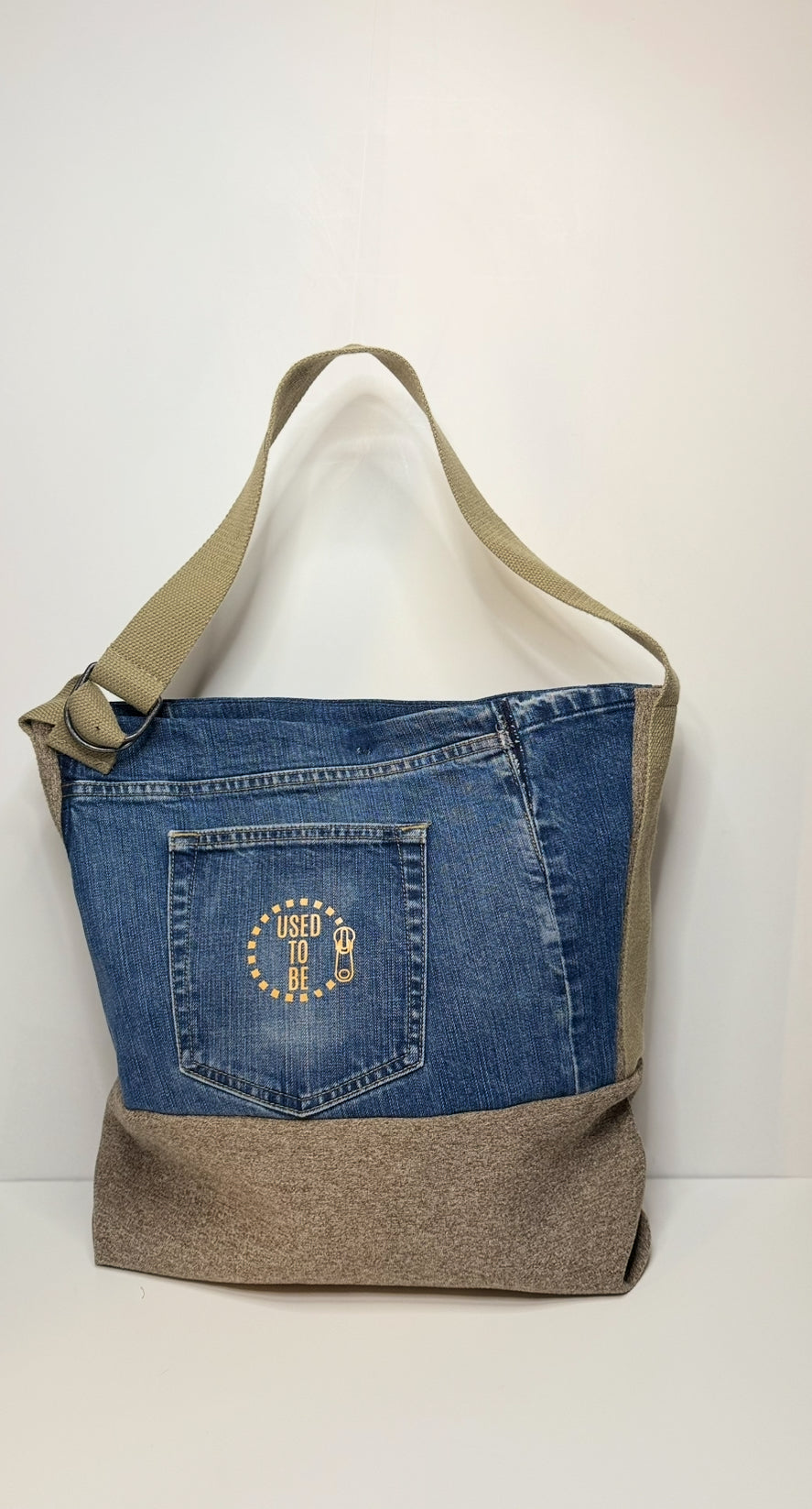 Victoria Medium Structured Tote Bag Denim Blue & Brown
