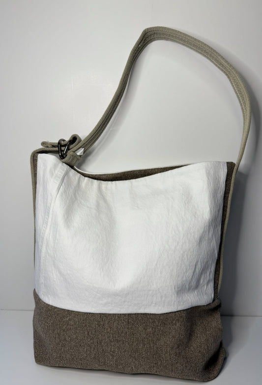 Alice Small Classic Tote Bag 100 % Cotton Navy Blue & Grey