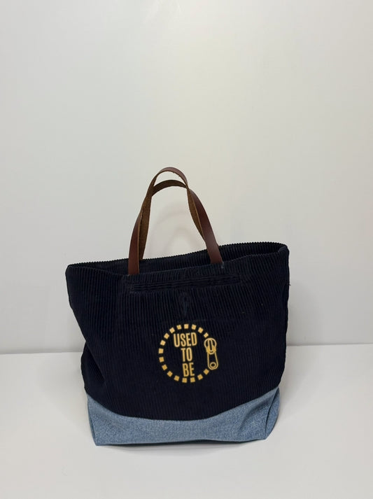 Helen Tiny Cute Tote Bag Corduroy Black & Blue